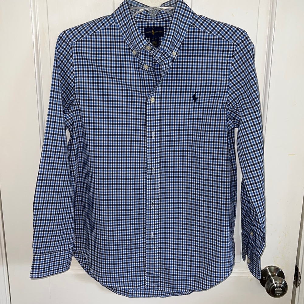 Boys Ralph Lauren Blue Check Button Down